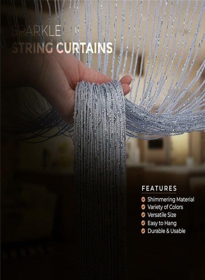 Selibration ستائر معلقة من سيليبريشن | 100×200 سم، لون برتقالي مع خيوط لامعة (قطعتان) لفواصل الغرف وتزيين الحفلات والمنازل والمناسبات - Image 5